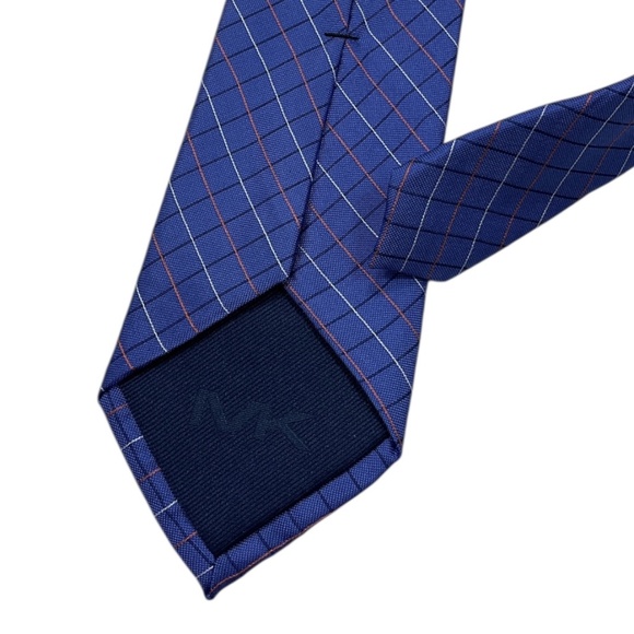 🆕MICHAEL KORS Blue Tartan Silk DESIGNER Tie - Picture 4 of 4